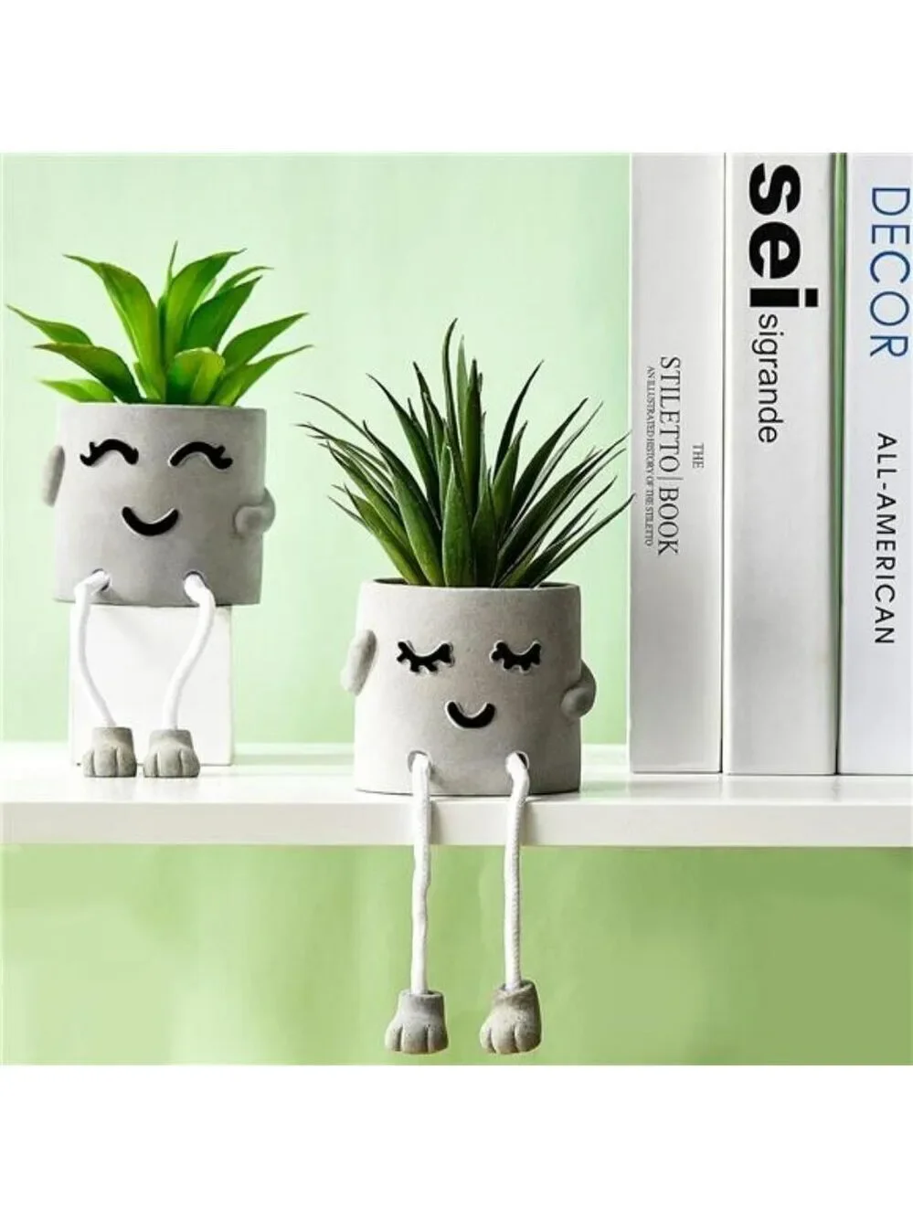 Artificial succulent potted plant cute faux desk decor for office bedroom shelf